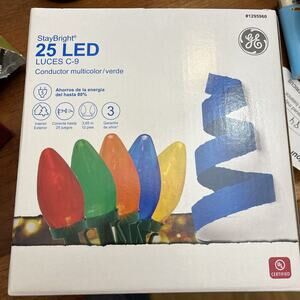GE 25CT StayBright Colorite‎ C9 LED Christmas Light String Set - Multi-Color